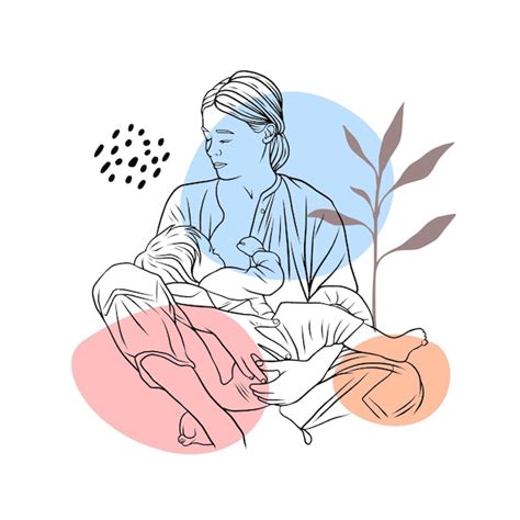 Premium Vector Breastfeeding Mother Illustration In Elegant Line Art Style