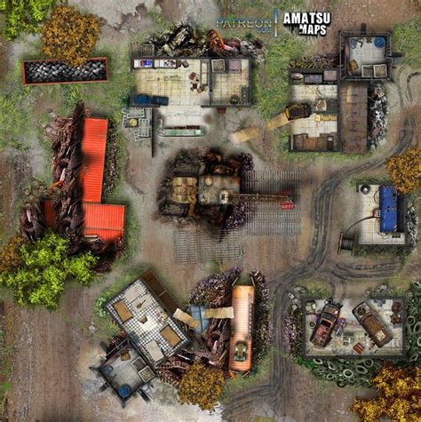 Post Apocalyptic Battlemap Garage Amatsu Maps Battlemaps Post