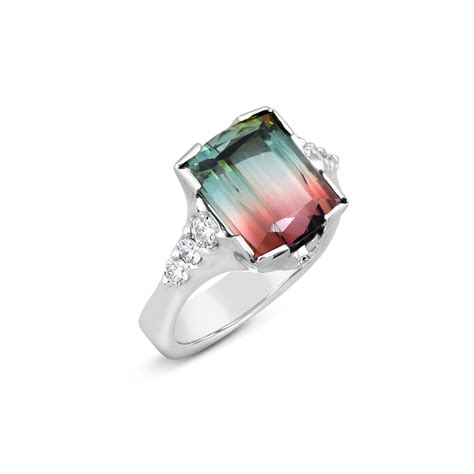 Watermelon Tourmaline And Diamond Platinum Ring Dejonghe Original Jewelry