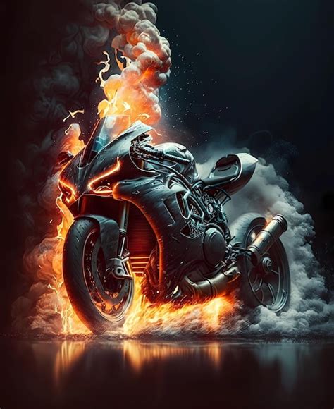 Premium Ai Image Bike On Fire