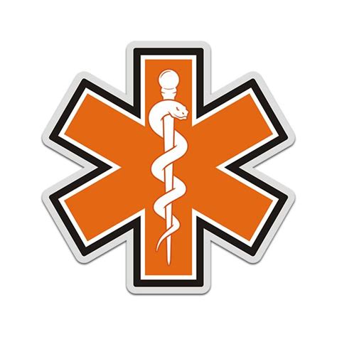 Star Of Life Orange Sticker Decal Emt Paramedic Ems First Responder