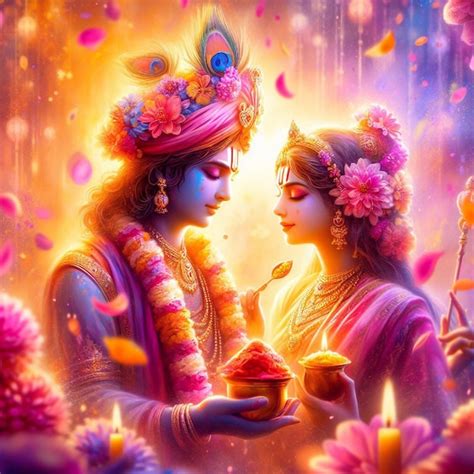 Premium Photo | Lord krishna and radha holi wallpaper