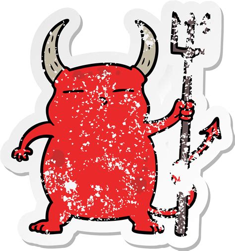 Distressed Sticker Of A Cartoon Little Devil 40217883 Png