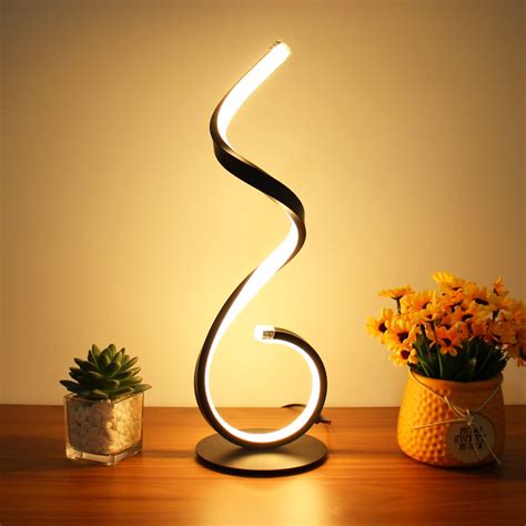 Leniver Spiral Led Table Lamp 10w 3 Colors Dimmable Modern Bedside Lamp Unique Nightstand