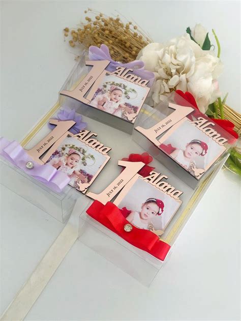 Custom Rose Gold Birthday Photo Frame Favors 1st Birthday Party Favors