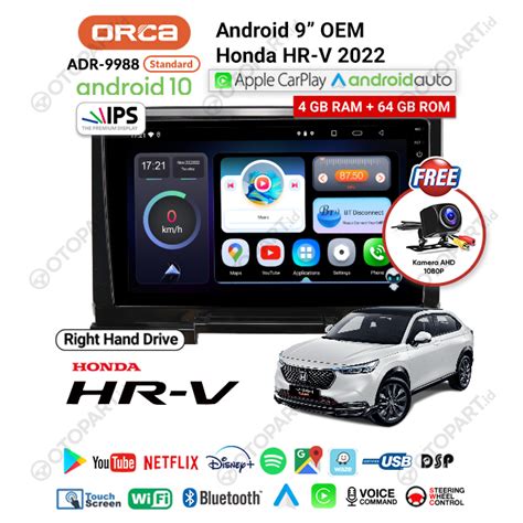 Head Unit Android Auto CarPlay 9 Inch Honda HRV 2022 ORCA Standard 4