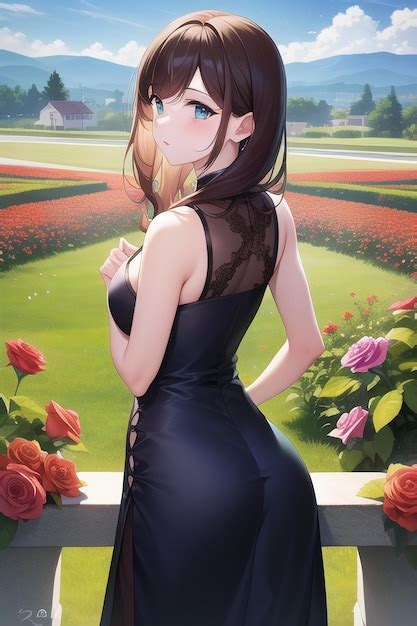 Premium Photo Anime Girl In A Black Dress