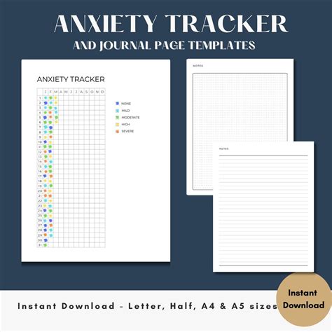 Anxiety Journal Worksheets Mental Health Journal Templates Mood Tracker Self Care Mental Health