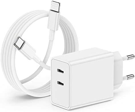 iPhone Schnellladegerät mit Ladekabel 2 Port Ladegerät mit 2M USB C to