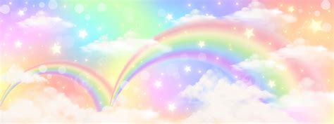 Holographic Fantasy Rainbow Unicorn Background With Clouds Wallpaper