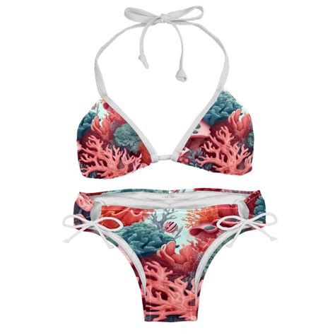 Coral Detachable Sponge Adjustable Strap Bikini Set Two Pack Swimsuits For All Occasions