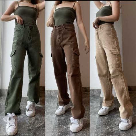 NATHA Jeans Wanita Cargo Loose Highwaist Celana Kekinian Dengan