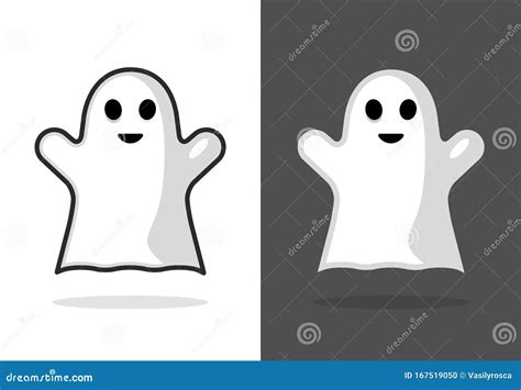 Ícone De Fantasma Bonito Ilustração De Vetor Duplo Halloween Cara De