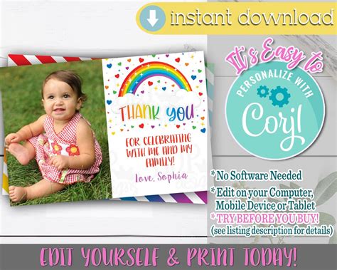 Rainbow Thank You Rainbow Thank You Card Rainbow Thank You Card Picture Rainbow Printable