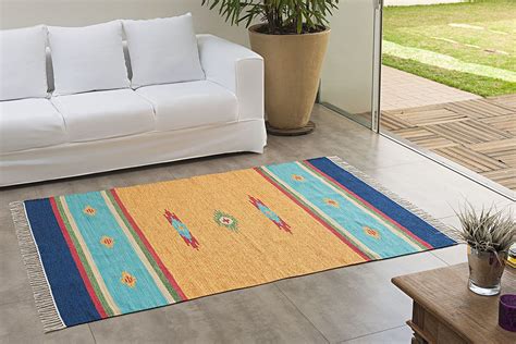 Tapete Kilim 1 40m x 2 00m 100 Algodão Desenho 003 Niazitex