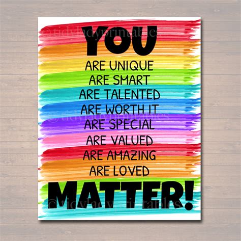 You Matter Classroom Printable Counseling Office Poster Counselor