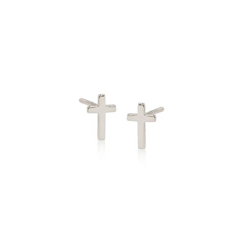 Childs 14kt White Gold Cross Earrings Ross Simons