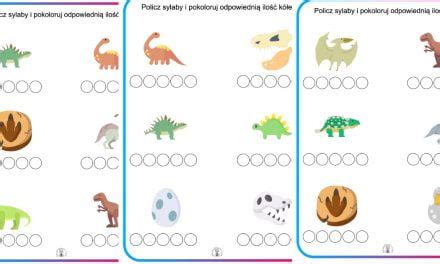 Dzień Dinozaura Puzzle 5 elementów karty pracy dla dzieci