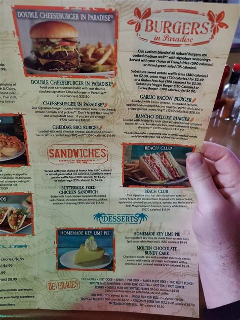 Menu at Margaritaville - Las Vegas pub & bar, Las Vegas, S Las Vegas Blvd