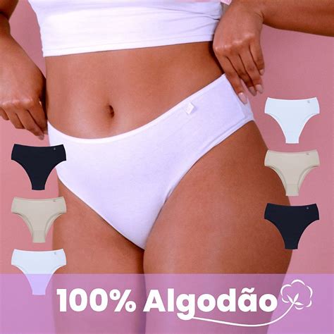 Kit Tangas B Sicas Cintura Alta Algod O Calcinhas De Algod O