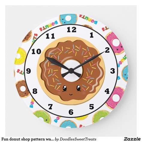 Fun Donut Shop Pattern Wall Clock Shop Patterns Wall Patterns Big