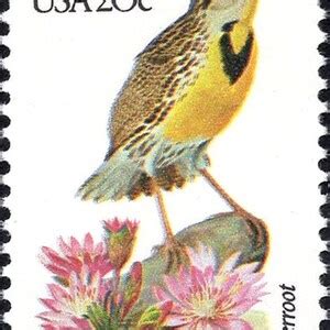 Five 20c MONTANA State Bird And Flower Stamp Vintage Unused US Postage