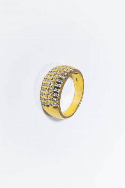 Anello Peso Gr Misura In Oro Giallo A Fascia Con File Di