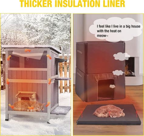 Aivituvuin Insulated Outdoor Cat House Weatherproof Feral Cat Shelter