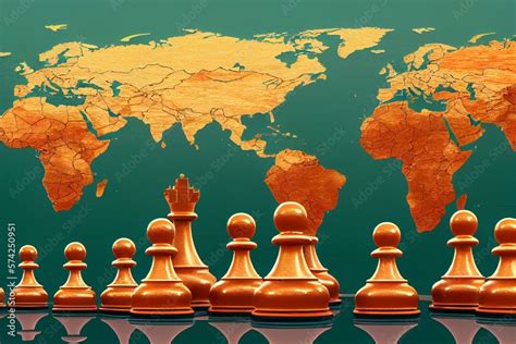 Concept Of Geopolitics Or Worldwide Economy Chess Figures Placed On