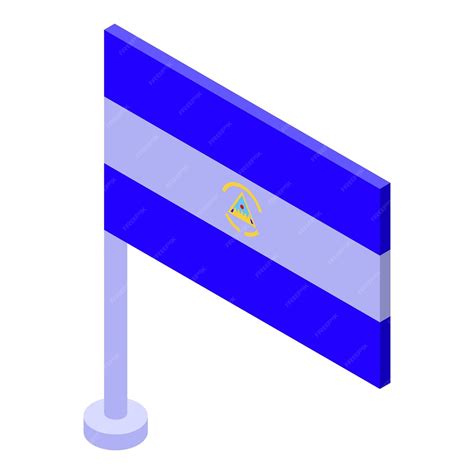 Ícone De Bandeira Da Nicarágua Vetor Isométrico Dia De Viagem Liberdade América Vetor Premium