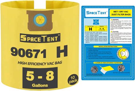 Spacetent Pack Type H High Efficiency Vacuum Replacement Bags Part