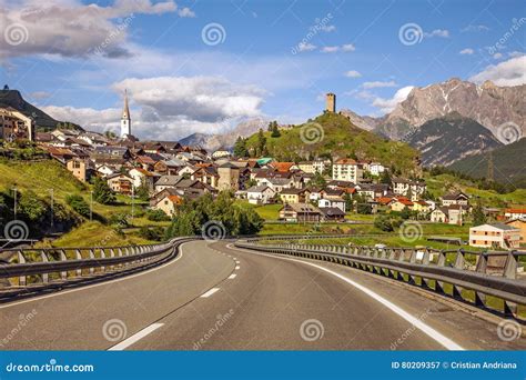 Isolated Mountain Village in Switzerland Stock Image - Image of church ...