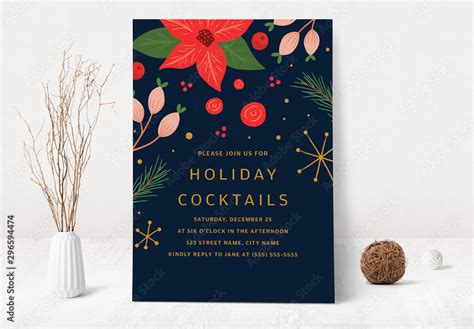 Christmas and Holiday Cocktail Party Invitation Layout Stock Template ...