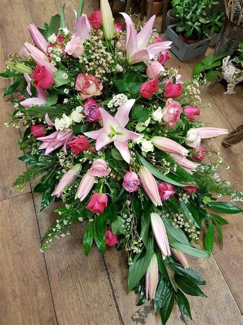 Full Casket Spray In Pink And White Buy Online Or Call 01623 656434