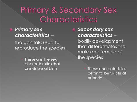 Primary Sex Characteristics The Genitals Used To Reproduce The