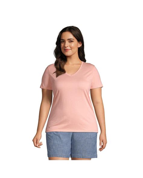 Lands End Plus Size Relaxed Supima Cotton Short Sleeve V Neck T Shirt