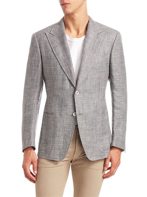 Tom Ford Peak Lapel Blazer In Grey Modesens Mens Fashion Business