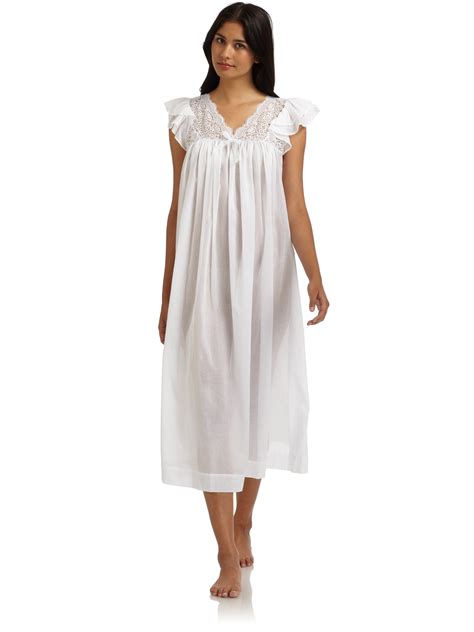 Lyst Oscar De La Renta Delicate Whisper Cotton Lawn Lace Nightgown In