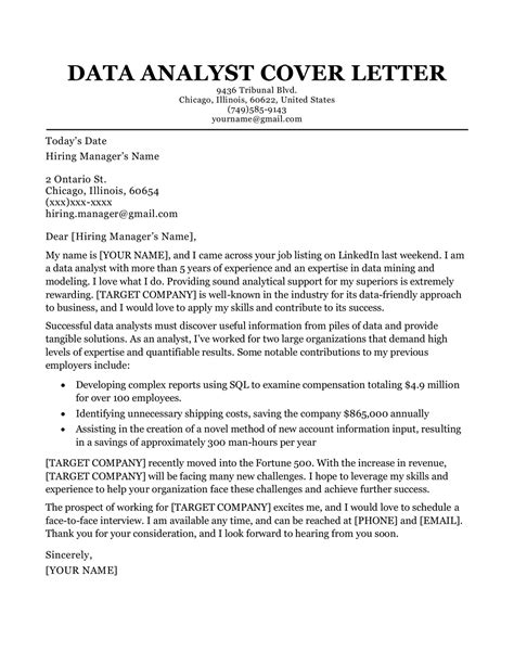 Data Analyst Cover Letter Sample | Resume Companion