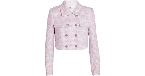 Self Portrait Boucl Cropped Jacket In Pink Lyst