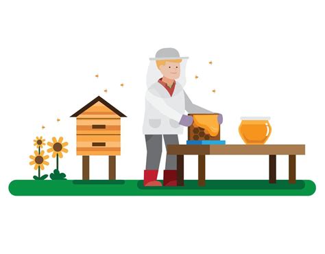 Bee Keeper Harvesting Honey Flat Illustration Design Vector 4595503 Vector Art At Vecteezy