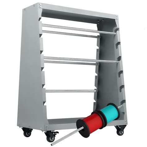 Myoyay Wire Spool Rack 30x25x14 Inch Gray Cold Rolled Steel Wire Spool Cart Heavy Duty 6 Rods