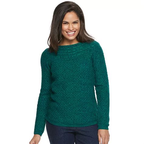 Womens Croft And Barrow® Textured Boatneck Sweater