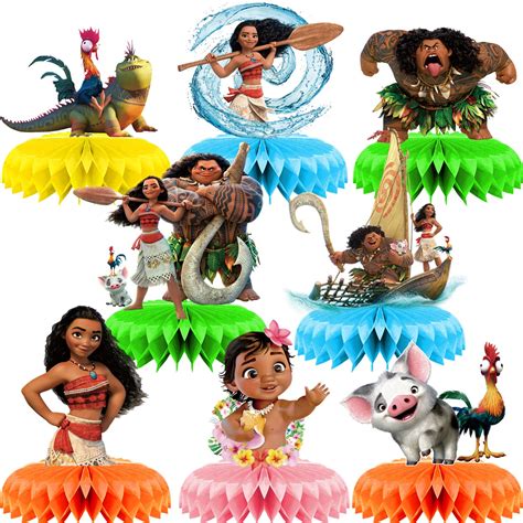 Buy 8Pcs Moana Honeycomb Centerpiece Double Sided Moana Honeycomb Table