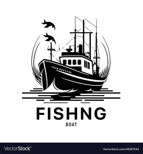 Fishing Boat Logo Design Image For Sea Royalty Free Vector