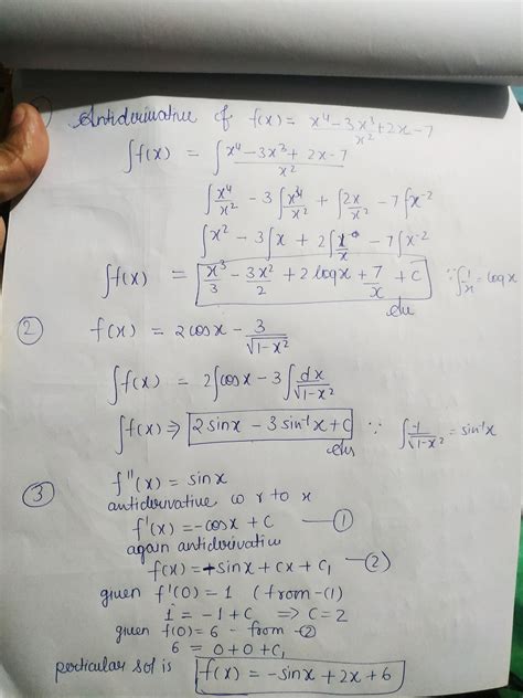 Solved Show All Steps Please 1 Find The Antiderivative Of F X X