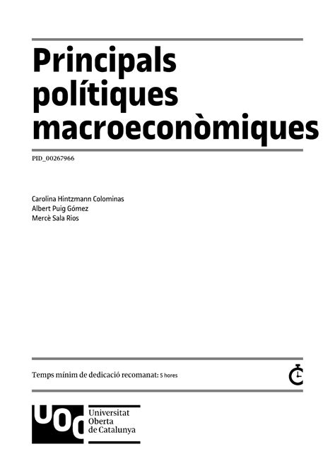 Principals Plo Tiques Macroecon Miques Principals Pol Tiques