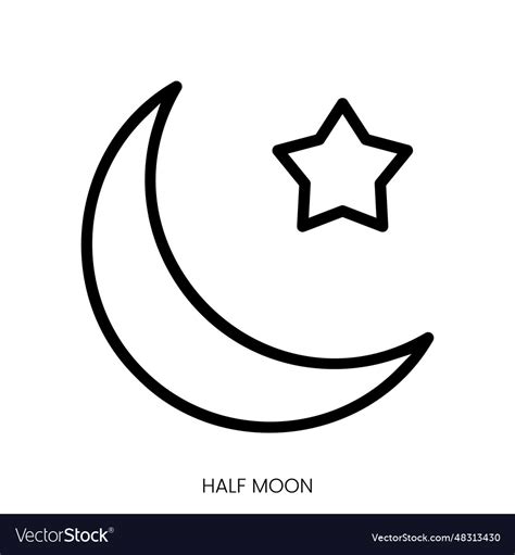 Half Moon Icon Line Art Style Design Isolated Vector Image