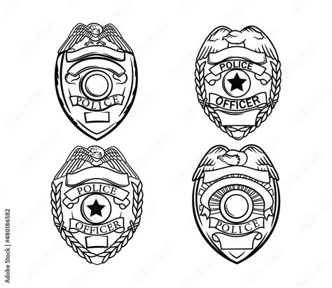 Set Of Police Badge Collection Of Law Enforcement Agent Icon Sheriff Badge Vector