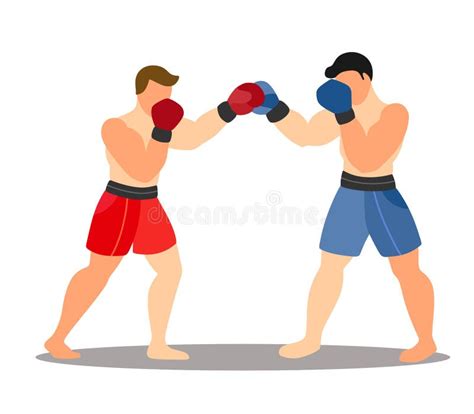 Two Boxers In A Fight Against A White Background Cartoon Flat